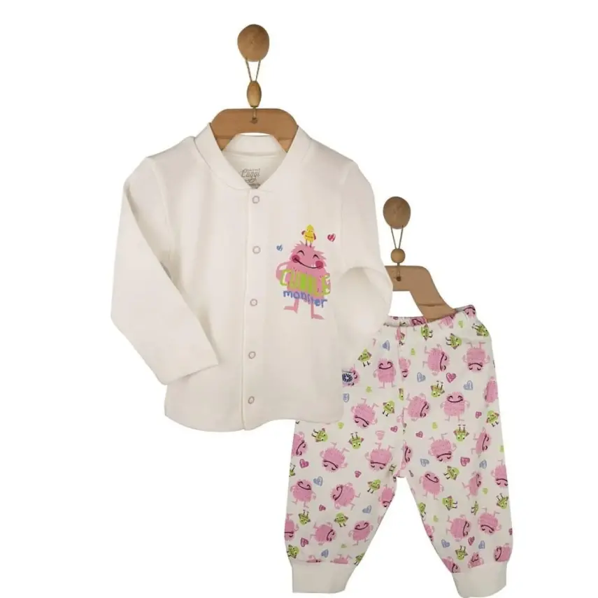 Luggi Baby Kız Pijama Takımı Önden Çıtçıtlı Monster - 1