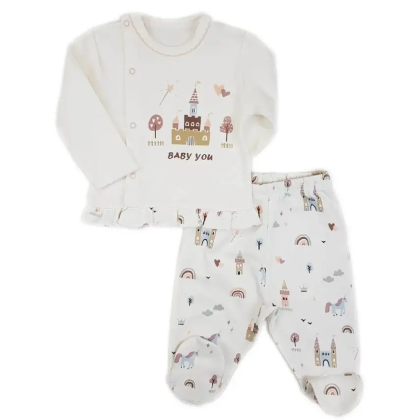 Luggi Baby Unisex Organik Pijama Takımı Patikli - 1