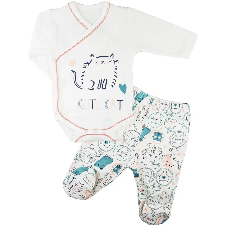 Luggi Baby Unisex Zıbın Takımı 2li Cute Cat - 1