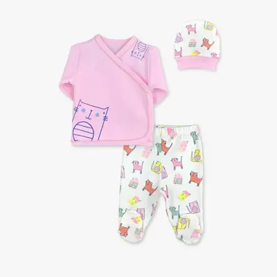 Luggi Baby Unisex Zıbın Takımı 3lü Kedi