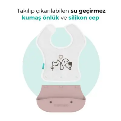 Mamajoo 2-in-1 Katlanır Mama Önlüğü / Powder Pink - 3
