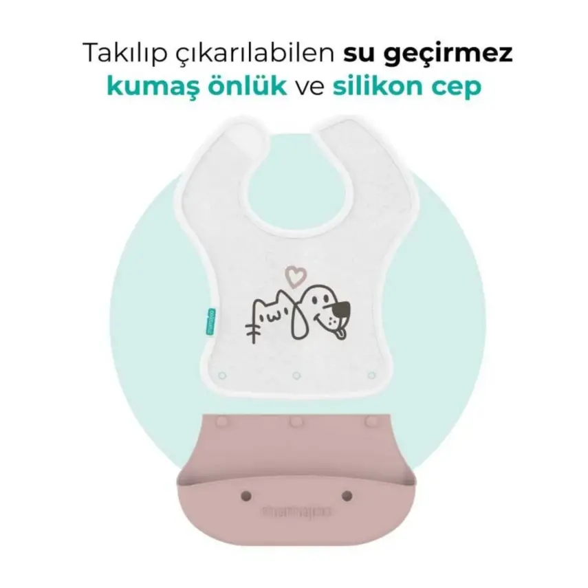 Mamajoo 2-in-1 Katlanır Mama Önlüğü / Powder Pink - 3