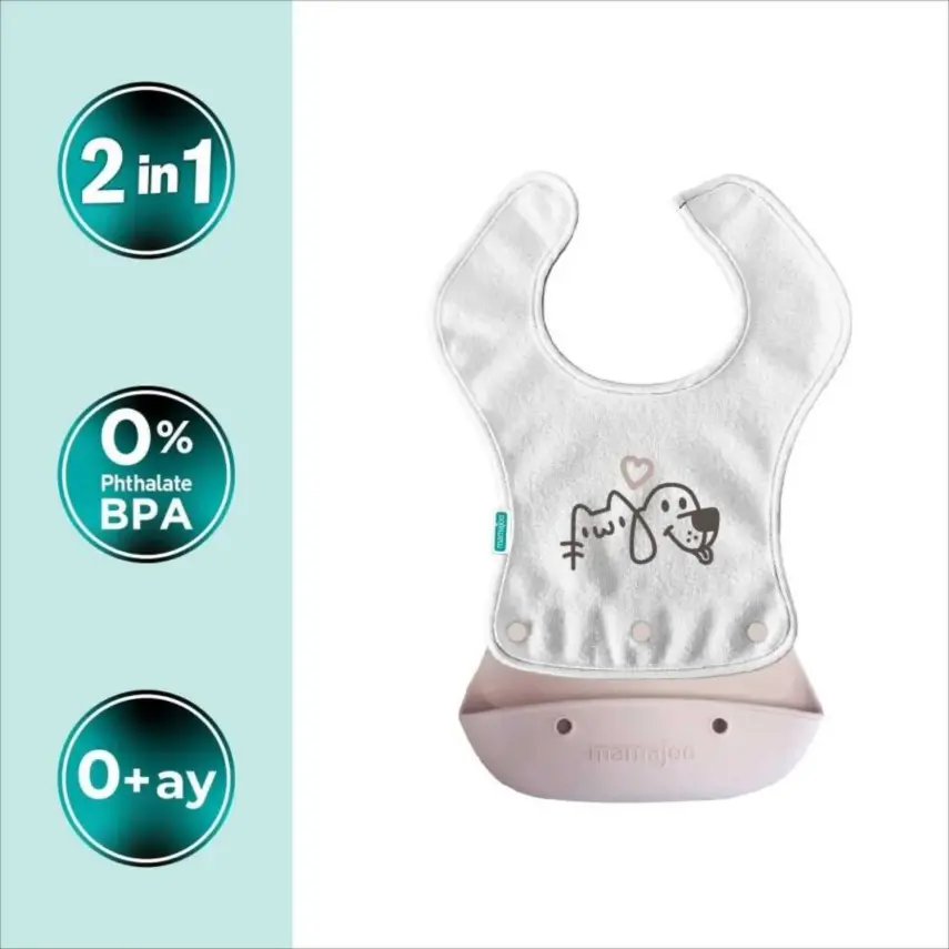 Mamajoo 2-in-1 Katlanır Mama Önlüğü / Powder Pink - 2
