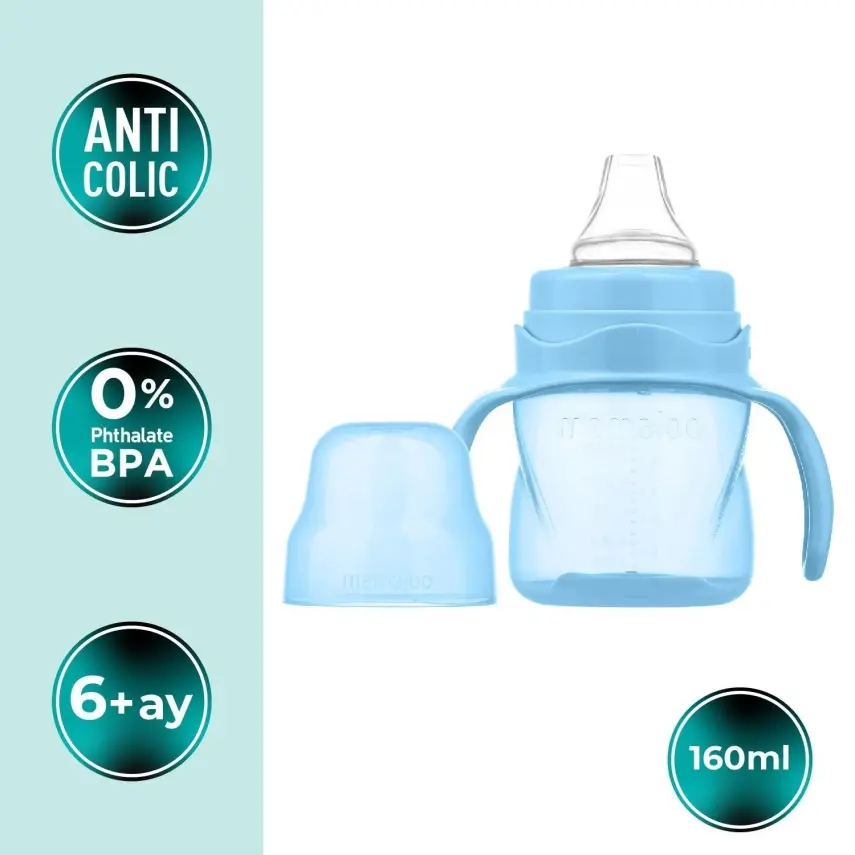 Mamajoo Kulplu Akıtmaz Eğitici Bardak 160 ml&Anti-Kolik Uç Powder Blue - 2