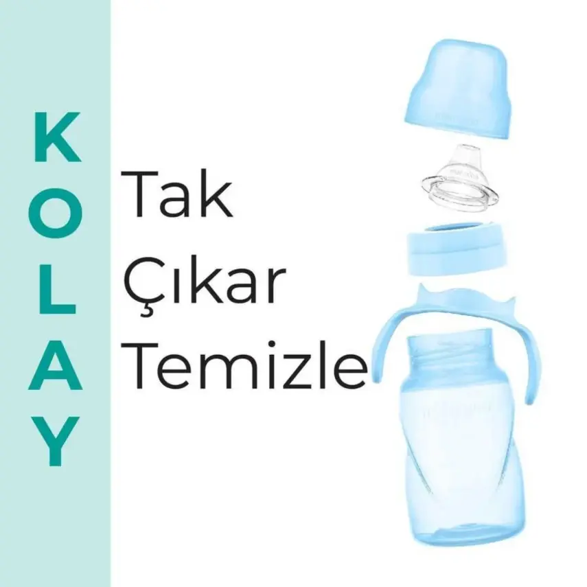Mamajoo Kulplu Akıtmaz Eğitici Bardak 270 ml&Anti-Kolik Uç Powder Blue - 7