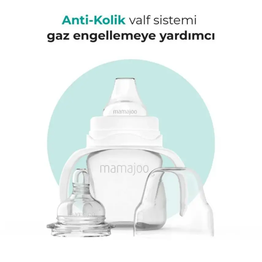 Mamajoo Kulplu Eğitici Biberon 160 ml & Anti-Kolik Silikon Bardak Ucu 6 Ay+  - 2