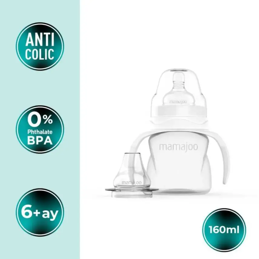 Mamajoo Kulplu Eğitici Biberon 160 ml & Anti-Kolik Silikon Bardak Ucu 6 Ay+  - 3