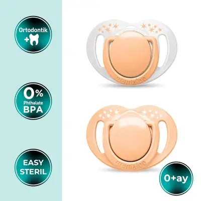 Mamajoo Ortodontik Silikon Emzik Sterilizasyon & Saklama Kutusu 0 Ay+ Powder Blush 2li - 2
