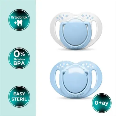 Mamajoo Ortodontik Silikon Emzik Sterilizasyon & Saklama Kutusu 0Ay+ Powder Blue 2li - 2