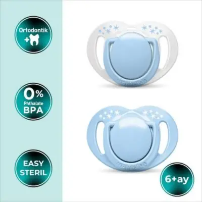 Mamajoo Ortodontik Silikon Emzik Sterilizasyon & Saklama Kutusu 6Ay+ Powder Blue 2li - 4