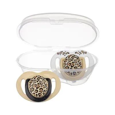 Mamajoo Silikon Emzik 2li & Sterilizasyon Saklama Kutusu 0+ Ay Bej Leopar - 4