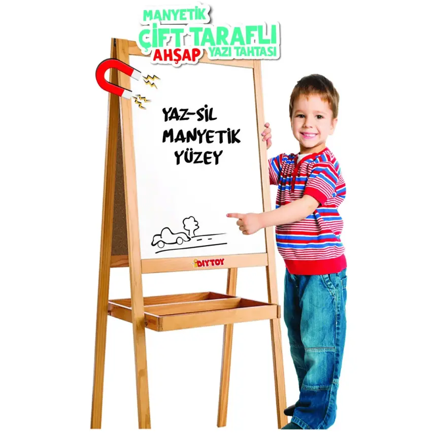 Manyetik Çift Taraflı Ahşap Yazı Tahtası - 4