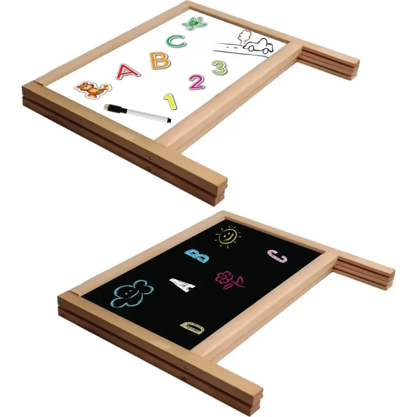 Manyetik Çift Taraflı Masaüstü Ahşap Yazı Tahtası Magnetli 62 Parça - 2