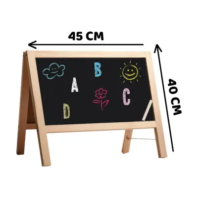 Manyetik Çift Taraflı Masaüstü Ahşap Yazı Tahtası Magnetli 62 Parça - 5
