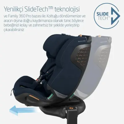 Maxi-Cosi Emerald 360 Pro I-size Araç Dışına Çıkabilen Isofix'li Dönebilir Yatabilir Slidetech Oto Koltuğu 0-36 Kg Authentic Blue - 6