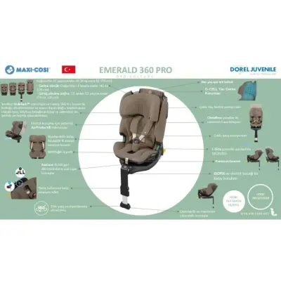 Maxi-Cosi Emerald 360 Pro I-size Araç Dışına Çıkabilen Isofix'li Dönebilir Yatabilir Slidetech Oto Koltuğu 0-36 Kg Authentic Blue - 10