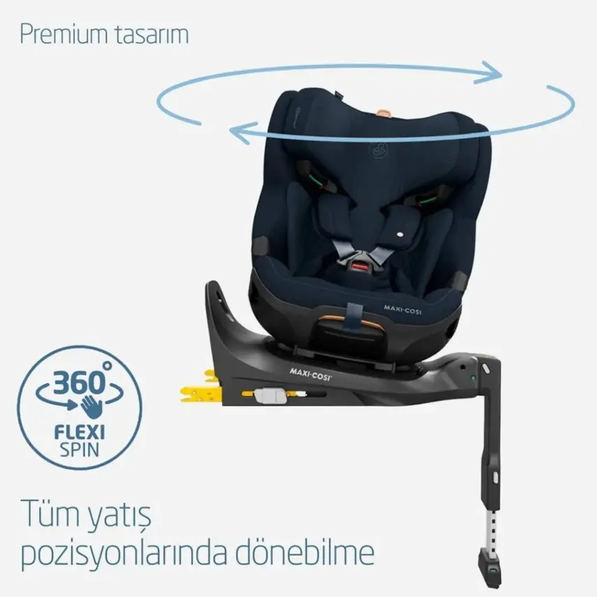 Maxi-Cosi Emerald 360 Pro I-size Araç Dışına Çıkabilen Isofix'li Dönebilir Yatabilir Slidetech Oto Koltuğu 0-36 Kg Authentic Blue - 2