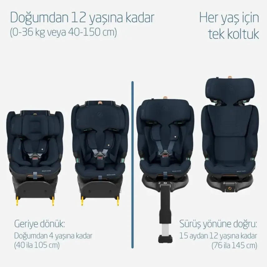 Maxi-Cosi Emerald 360 Pro I-size Araç Dışına Çıkabilen Isofix'li Dönebilir Yatabilir Slidetech Oto Koltuğu 0-36 Kg Authentic Blue - 3