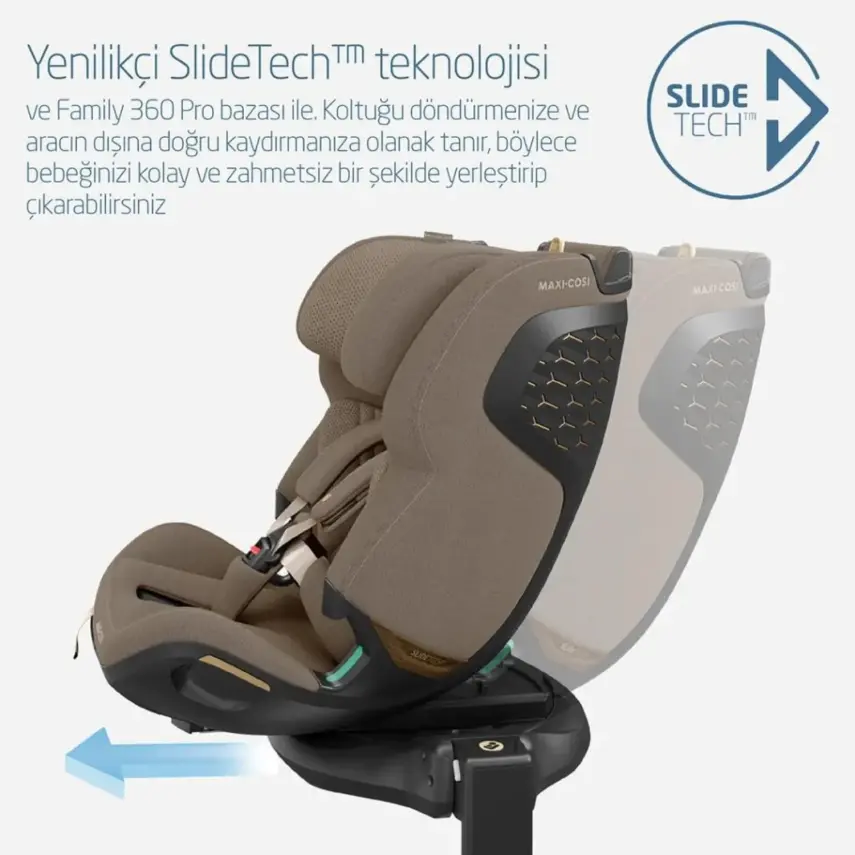 Maxi-Cosi Emerald 360 Pro I-size Araç Dışına Çıkabilen Isofix'li Dönebilir Yatabilir Slidetech Oto Koltuğu 0-36 Kg Authentic Truffle - 8
