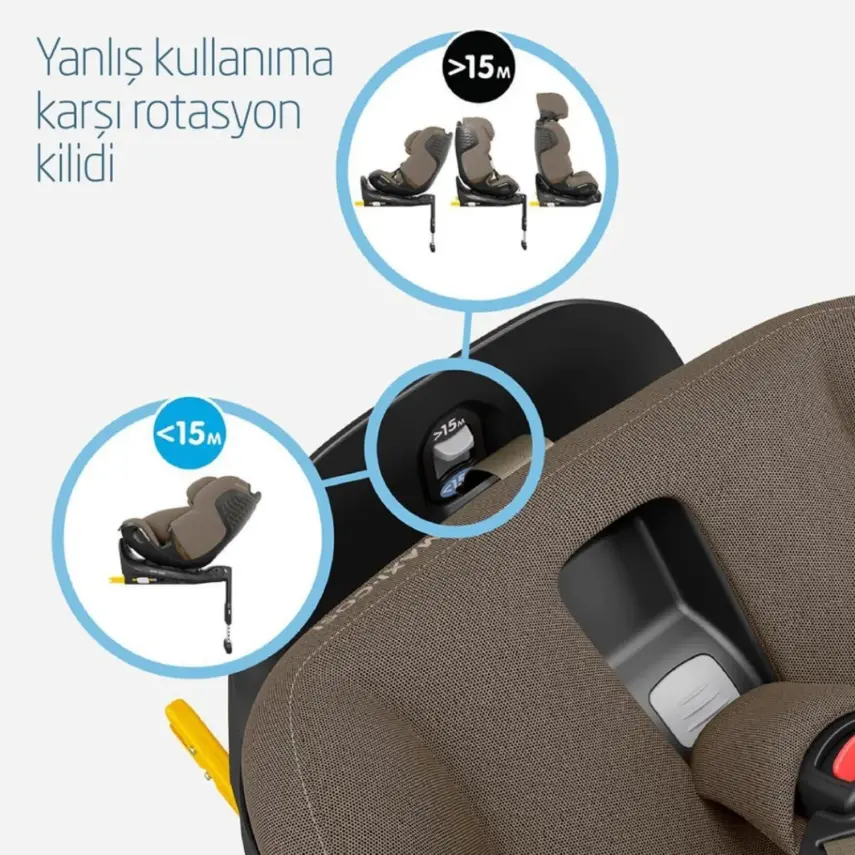 Maxi-Cosi Emerald 360 Pro I-size Araç Dışına Çıkabilen Isofix'li Dönebilir Yatabilir Slidetech Oto Koltuğu 0-36 Kg Authentic Truffle - 7