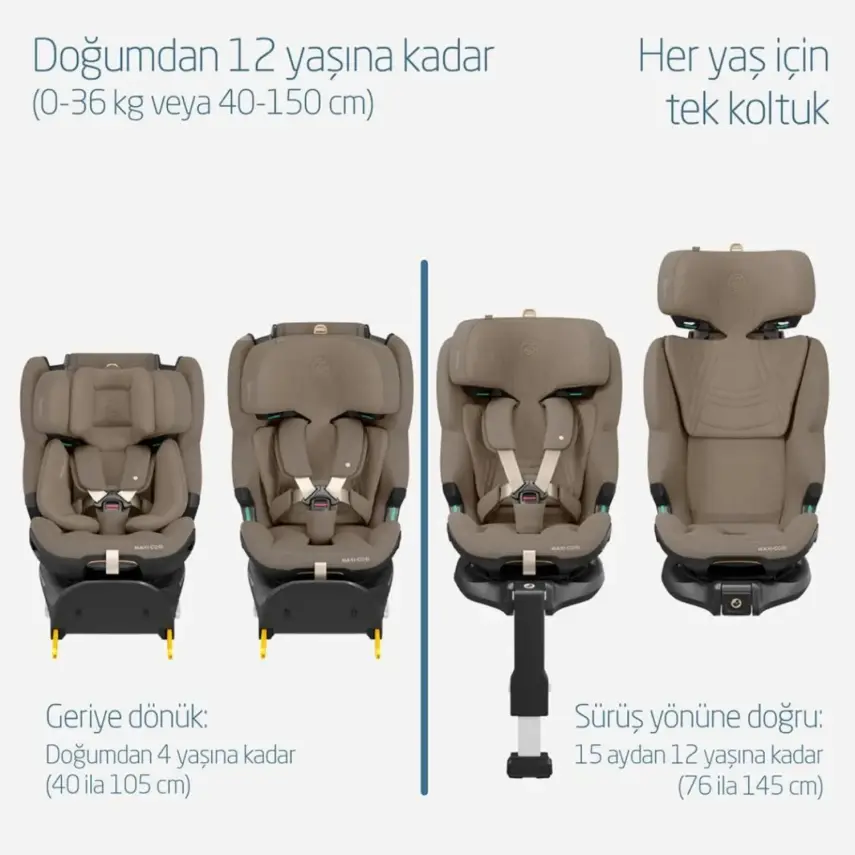 Maxi-Cosi Emerald 360 Pro I-size Araç Dışına Çıkabilen Isofix'li Dönebilir Yatabilir Slidetech Oto Koltuğu 0-36 Kg Authentic Truffle - 3