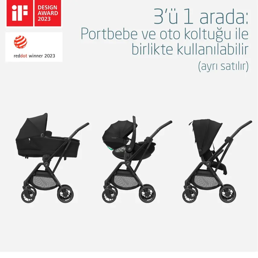 Maxi-Cosi Leona2 Çift Yönlü Tek Elle Katlanabilir Bebek Arabası Twillic Black - 4