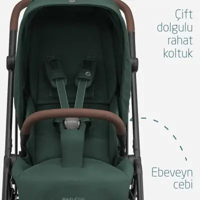 Maxi-Cosi Leona2 Çift Yönlü Uzatılabilir Sırt Desteği Tam Yatabilir Bebek Arabası Twillic Green - 10