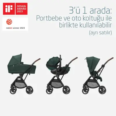 Maxi-Cosi Leona2 Çift Yönlü Uzatılabilir Sırt Desteği Tam Yatabilir Bebek Arabası Twillic Green - 6