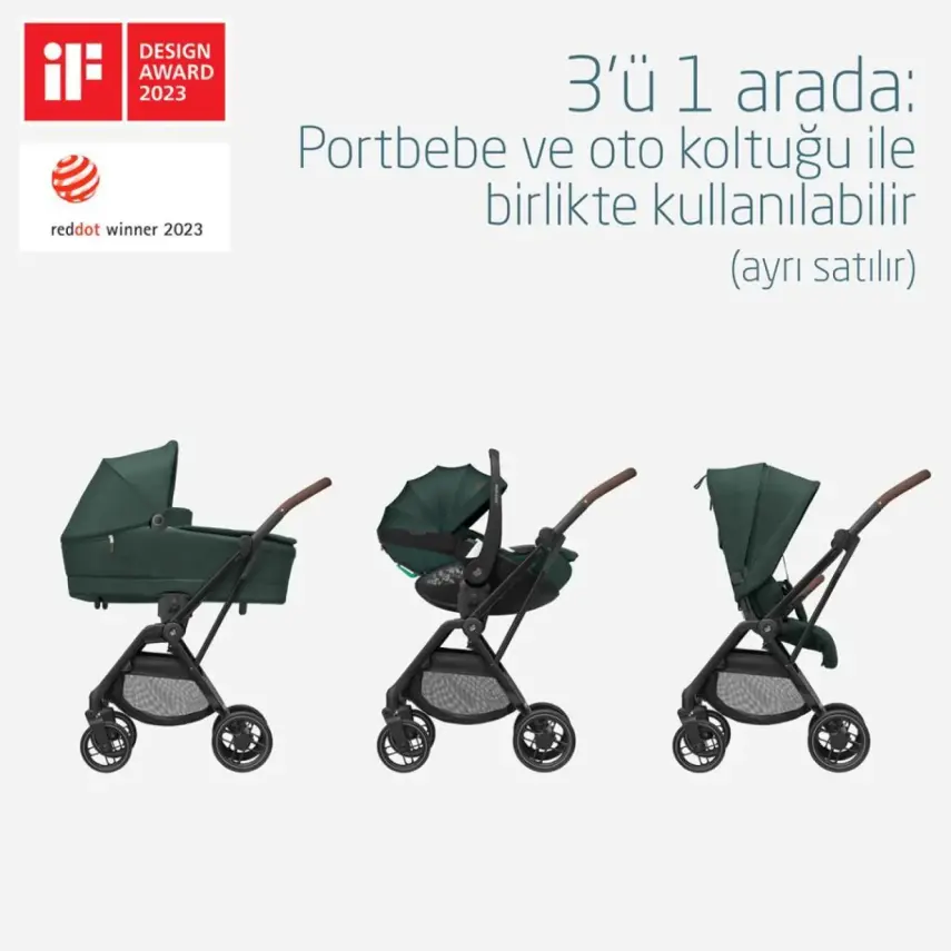 Maxi-Cosi Leona2 Çift Yönlü Uzatılabilir Sırt Desteği Tam Yatabilir Bebek Arabası Twillic Green - 6