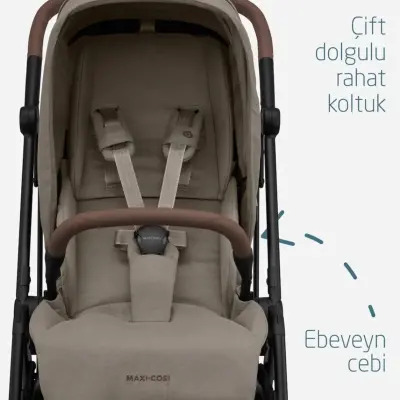 Maxi-Cosi Leona2 Çift Yönlü Uzatılabilir Sırt Desteği Tam Yatabilir Bebek Arabası Twillic Truffle - 14