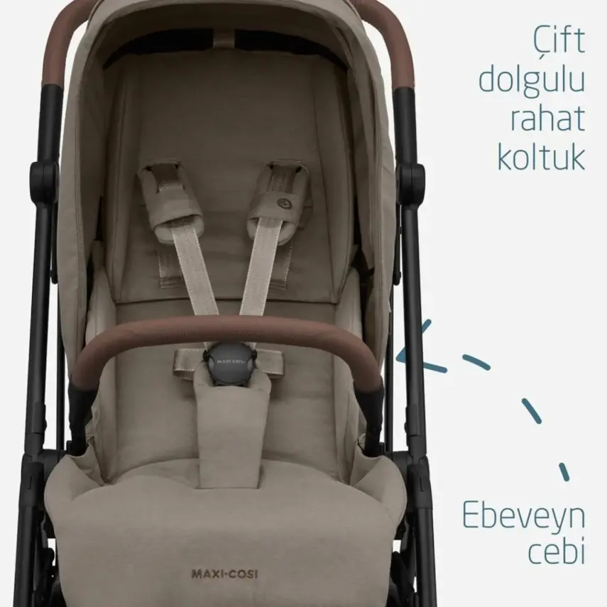 Maxi-Cosi Leona2 Çift Yönlü Uzatılabilir Sırt Desteği Tam Yatabilir Bebek Arabası Twillic Truffle - 14