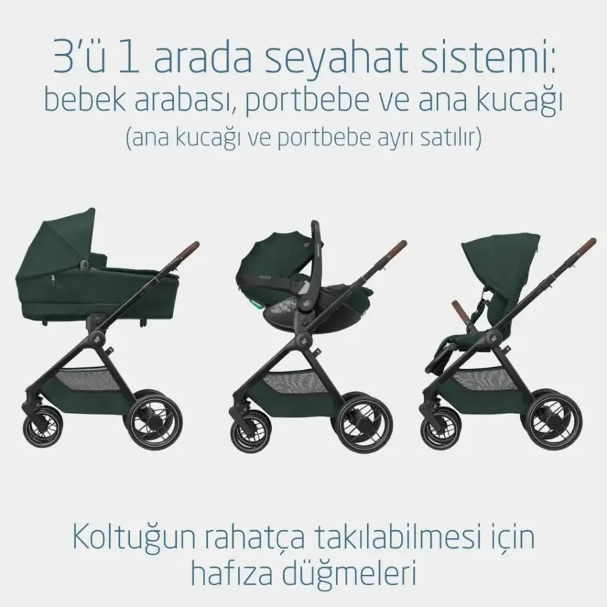 Maxi-Cosi Oxford Çift Yönlü Travel Sistem-Seyahat Sistem Bebek Arabası Twillic Green  - 10