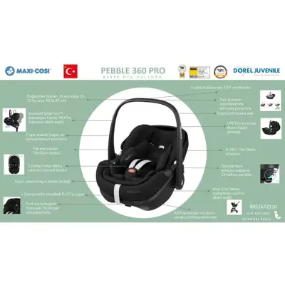 Maxi Cosi Pebble SlideTech Tam Yatabilen 360° Dönebilen Oto Koltuğu 0-13 Kg Twillic Green - 3