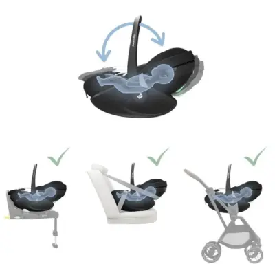 Maxi-Cosi Pebble 360 SlideTech Tam Yatabilen Oto Koltuğu 0-13 Kg Essential Black - 11