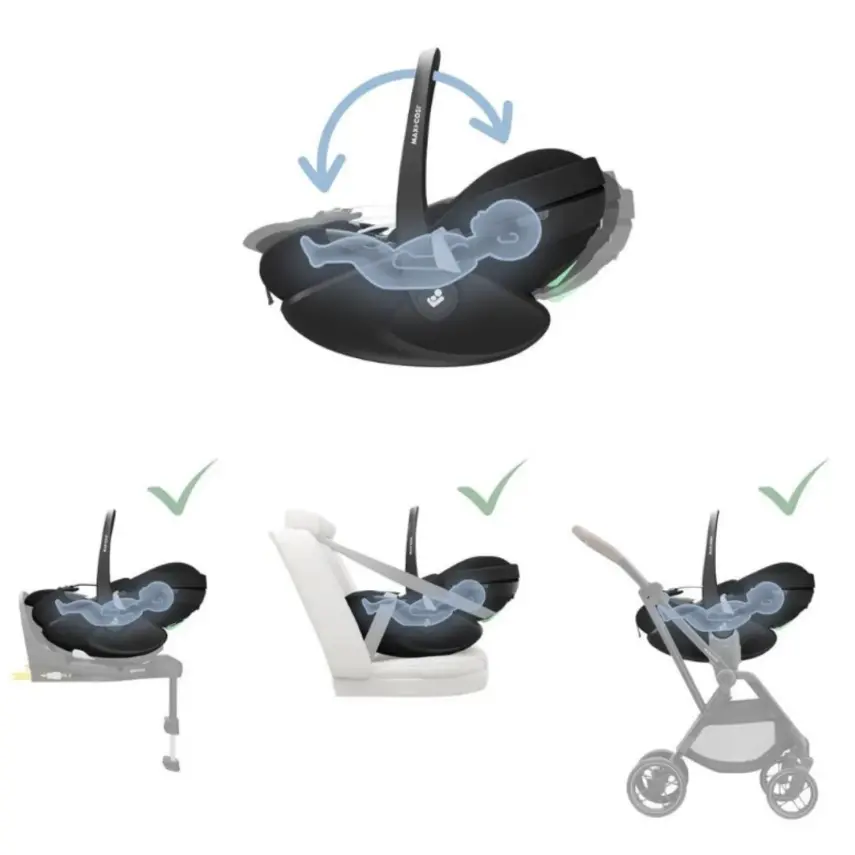 Maxi-Cosi Pebble 360 SlideTech Tam Yatabilen Oto Koltuğu 0-13 Kg Essential Black - 11