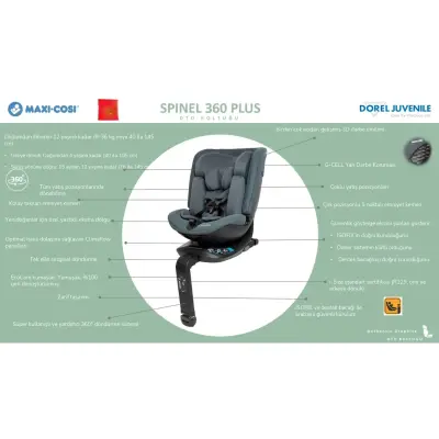 Maxi-Cosi Spinel 360 Plus Derece Dönebilen Yatabilen İsofix'li Oto Koltuğu 0-36 Kg  Authentic Truffle - 17