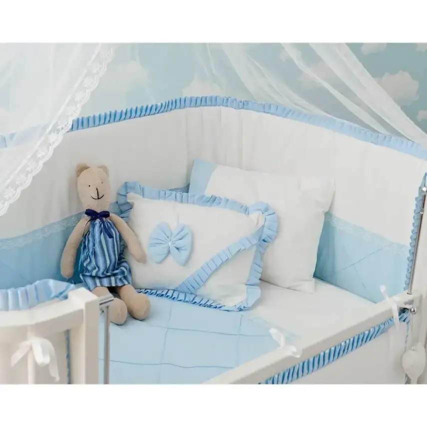 Meltem Kids Bambino Beşik 70x110 cm Beyaz Mavi - 2