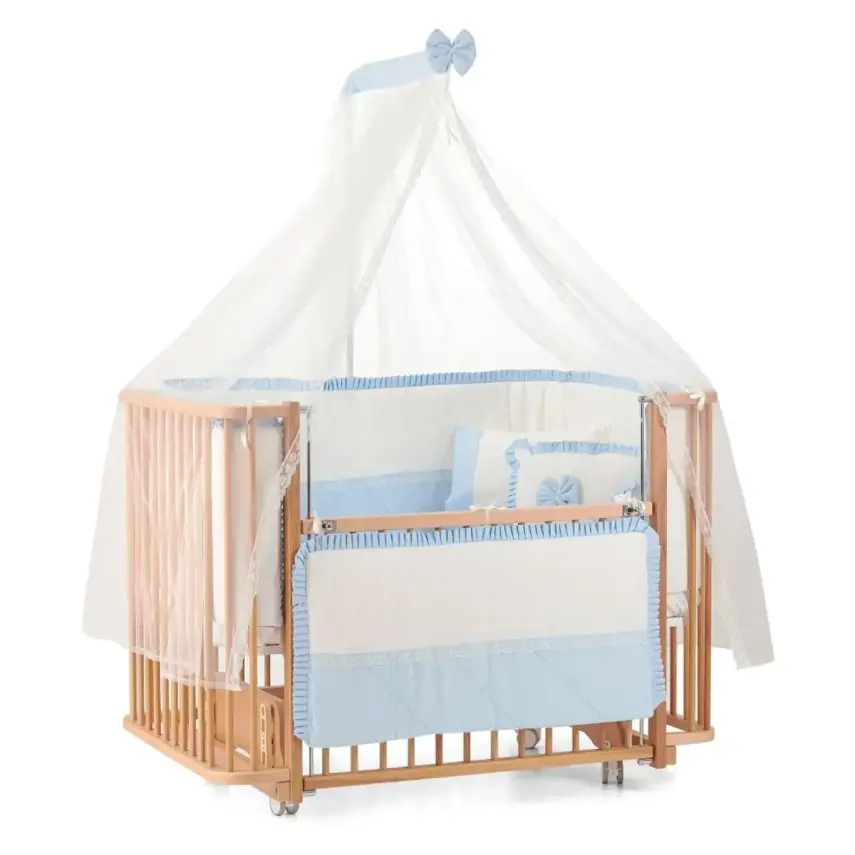 Meltem Kids Bambino Beşik 70x110 cm Naturel Mavi  - 1