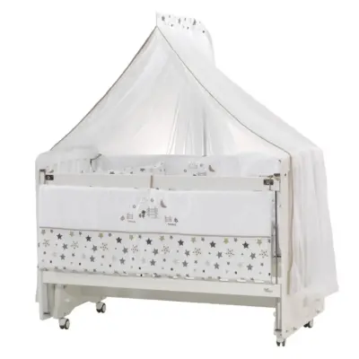 Meltem Kids Woody Anne Yanı Ahşap Sallanır Beşik+Yatak+Uyku Seti+Cibinlik Kuzu