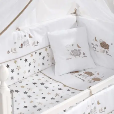 Meltem Kids Woody Anne Yanı Ahşap Sallanır Beşik+Yatak+Uyku Seti+Cibinlik Kuzu - 2