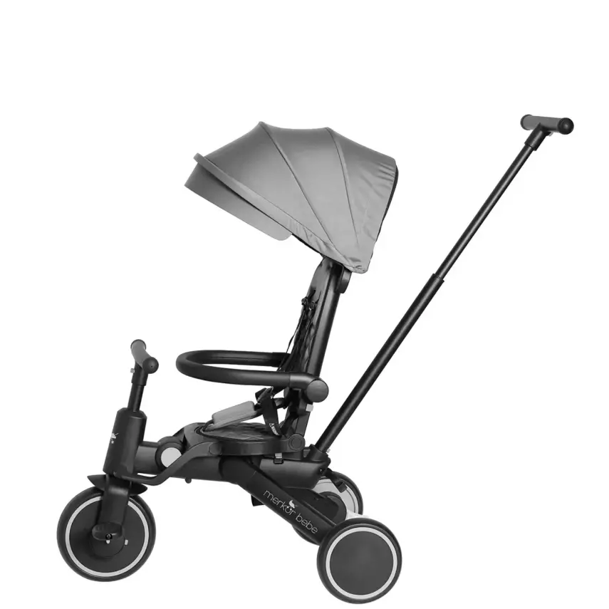 Merkür Bebe 9in1 Hawk Üç Tekerlekli Bebek ve Çocuk Bisikleti Gri - 2