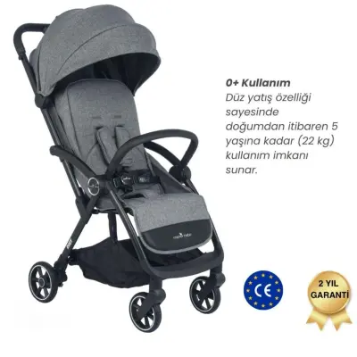 Merkür Bebe Ruby Tek Tuşla Otomatik Katlanan Kabin Boy Bebek Arabası Gri - 2