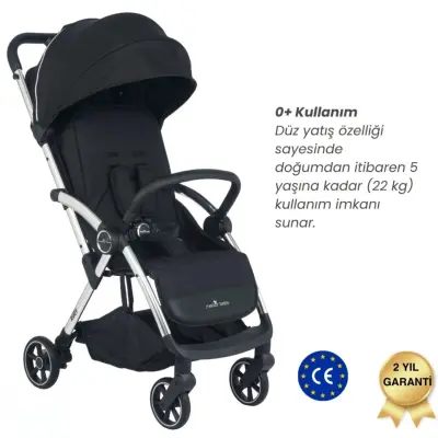 Merkür Bebe Ruby Tek Tuşla Otomatik Katlanan Kabin Boy Bebek Arabası Siyah - 2
