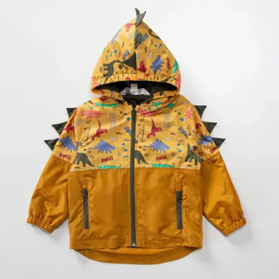 Midimod Erkek Yağmurluk Dinazorlu Hardal