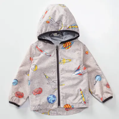 Midimod Erkek Yağmurluk Galaksi Baskılı Bej