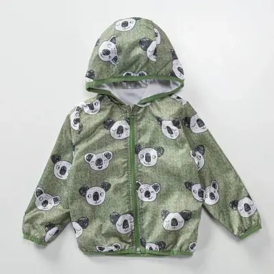 Midimod Erkek Yağmurluk Koala Baskılı Haki