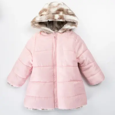 Midimod Kız Kaban Çift Taraflı Pembe