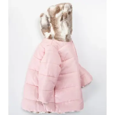 Midimod Kız Kaban Çift Taraflı Pembe - 4