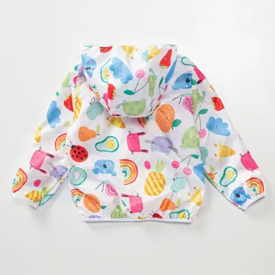 Midimod Kız Yağmurluk Baskılı Beyaz - 3