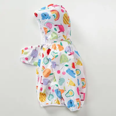 Midimod Kız Yağmurluk Baskılı Beyaz - 2